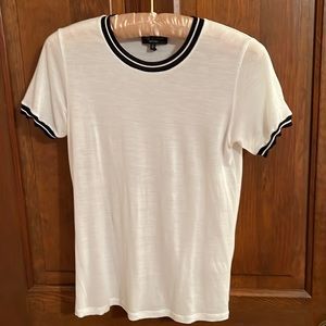Rag & Bone sheer cream tee with black band trim
